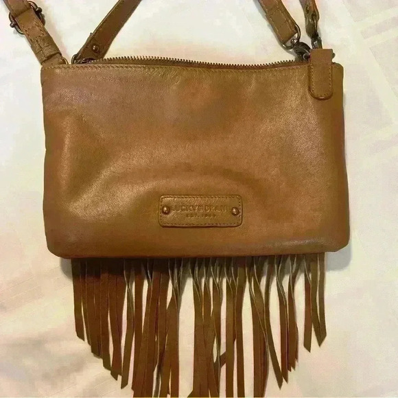 Lucky Brand Festival Fringe Leather Bag Purse Toffee Caramel - Picture 6 of 8